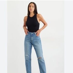 Garage Highrise Cropped Vintage Wash Straight Leg Mom Jean